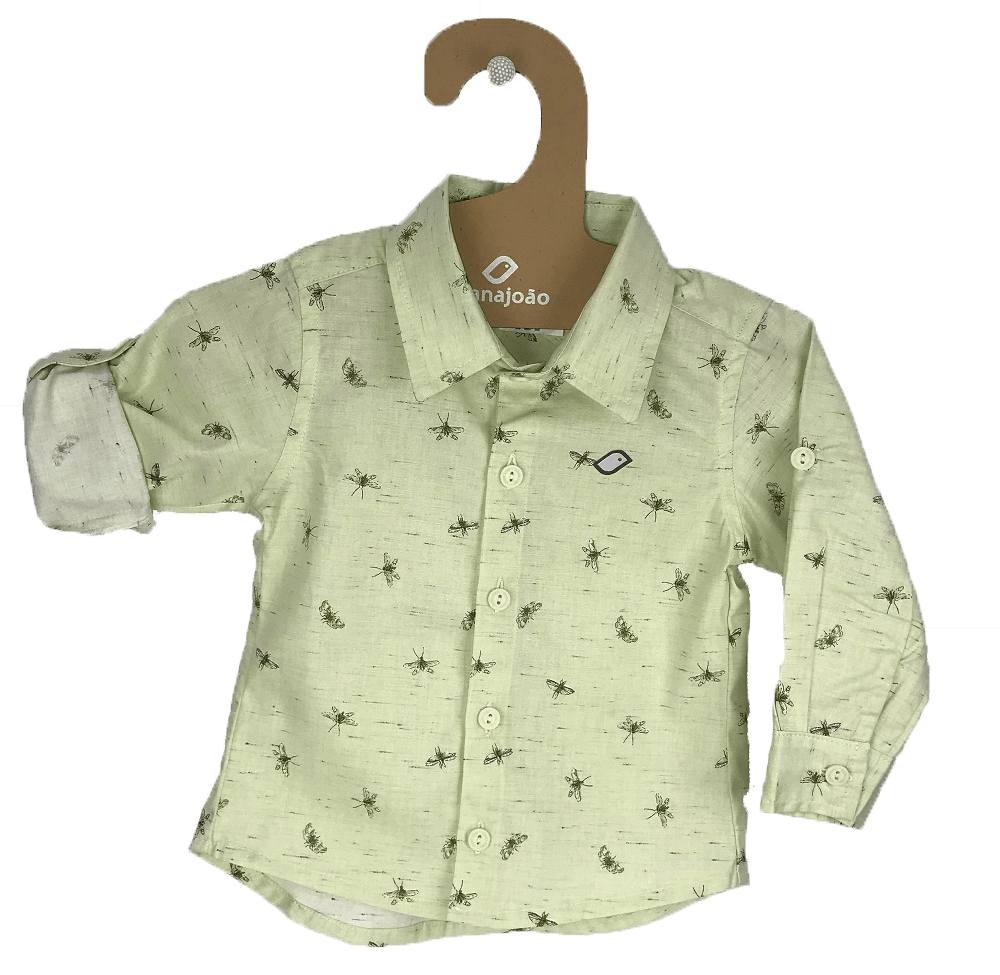 Camisa Social Estampada Flies Amarela-1052185