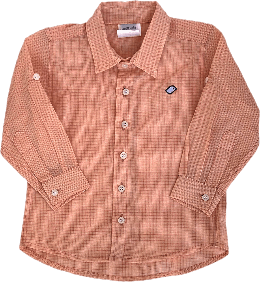 Camisa Social Em Mini Xadrez Laranja-1053236