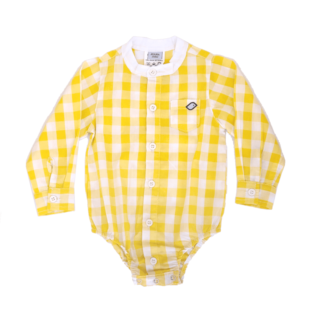 Body Social Xadrez Amarelo Gola Padre