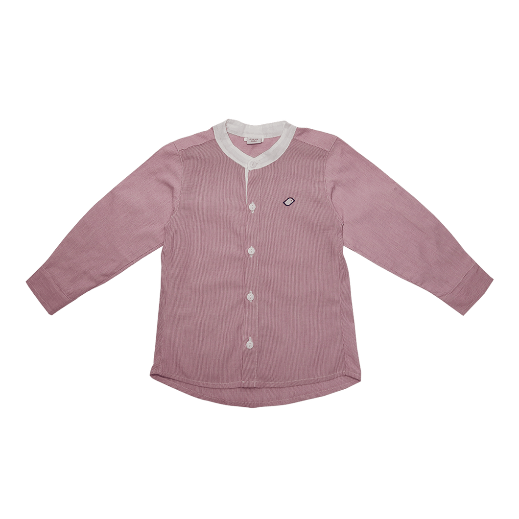 Camisa Social Gola Padre Listrada Magenta