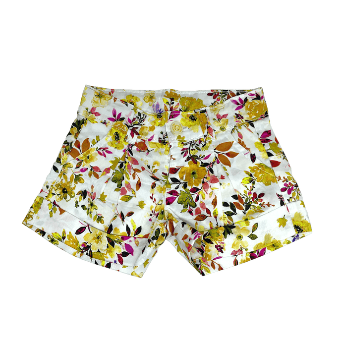 Bermuda Com Prega Aquarela Amarela Estampado-1052229