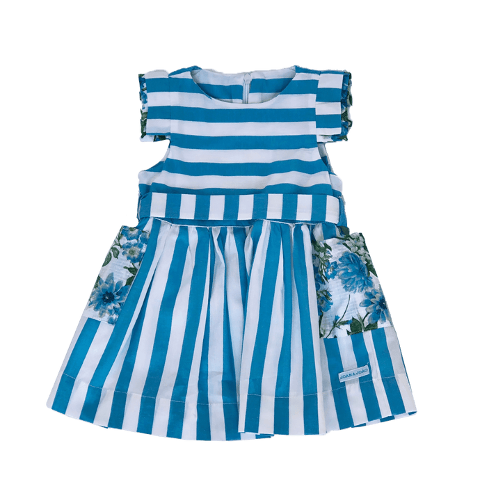 Vestido Listrado Azul Bolsos Estampa Borboleta-1053348